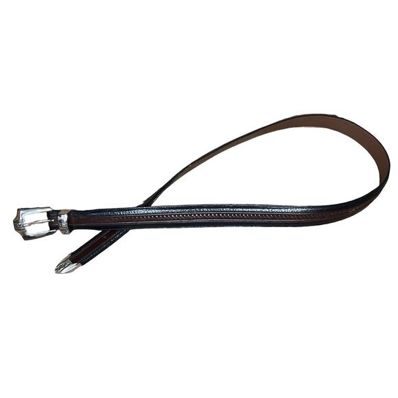 Onyx by Brighton Pinon Hills Inlay Lace Braided Leather Belt Black Brown Size 36 - Picture 1 of 12